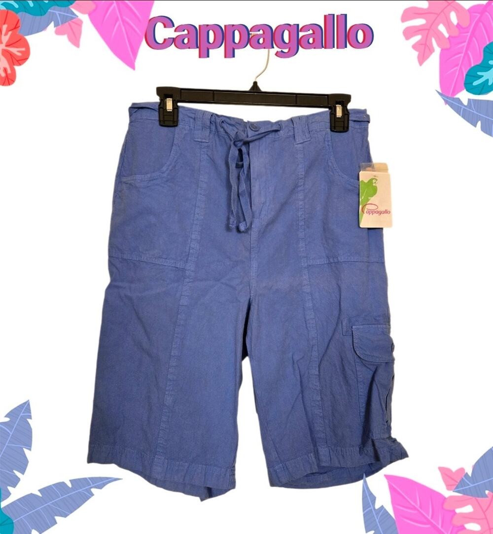 NWT Vtg Y2K Cappagallo Periwinkle Blue Cargo Bermuda Shorts - Women's Size M
